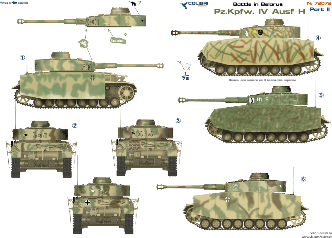 1:72 Pz.Kpfw H – Schlacht um Weißrußland cd72072/ Colibri Decals IV Ausf 